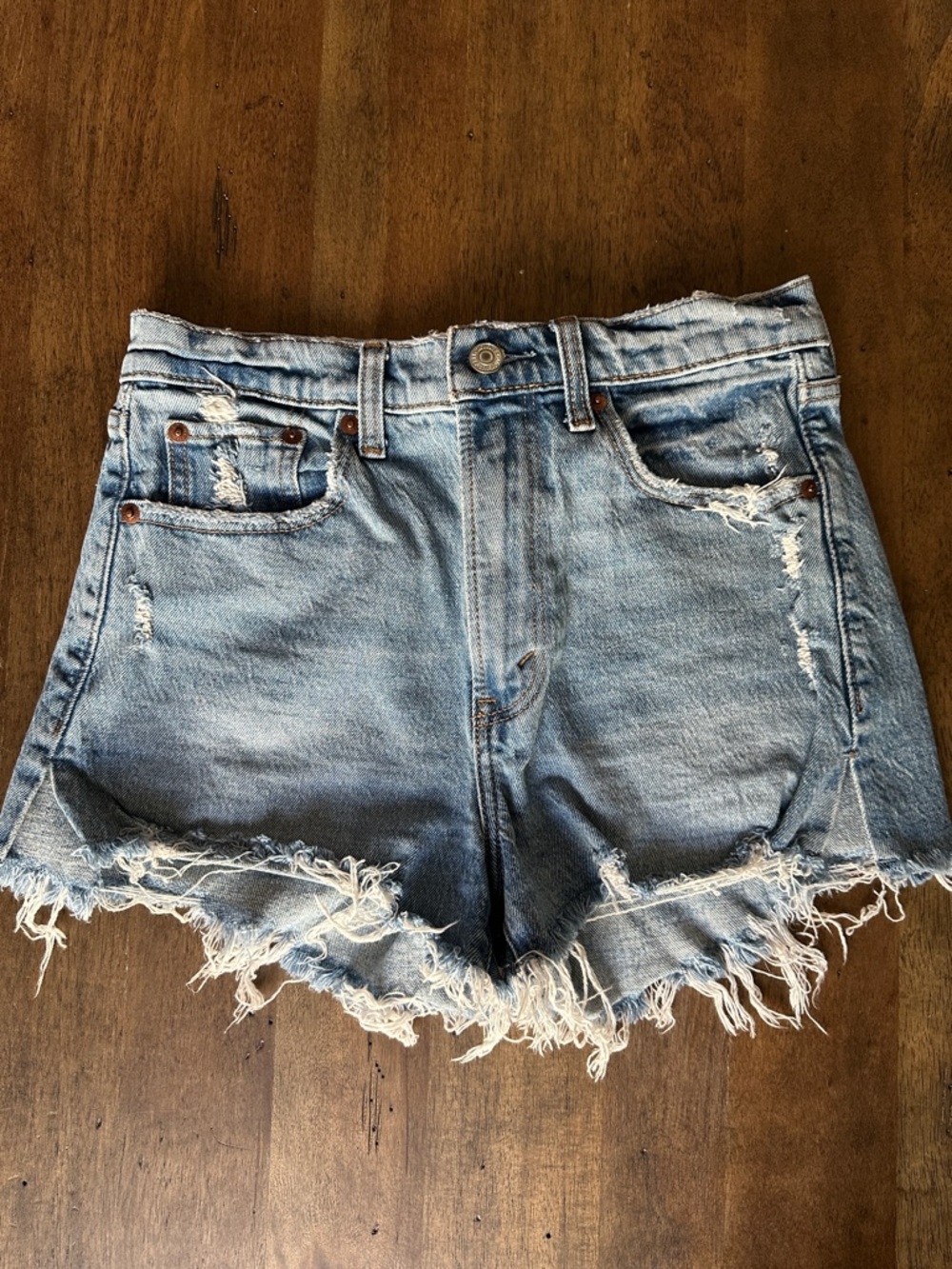 Abercrombie & Fitch Light Wash The Mom High Rise Denim Shorts
